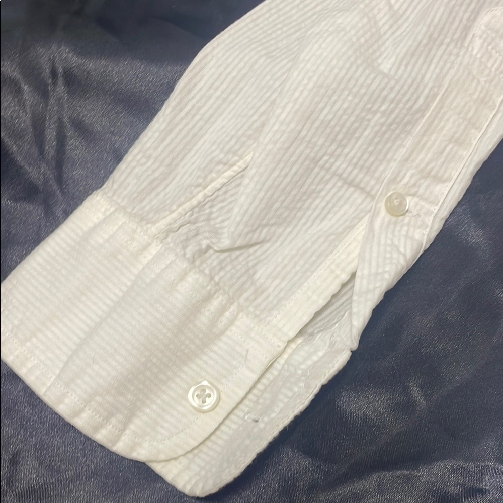 J. Crew White Casual Button Down Shirt with Long Sleeves and Textured Weave - Picture 3 of 8